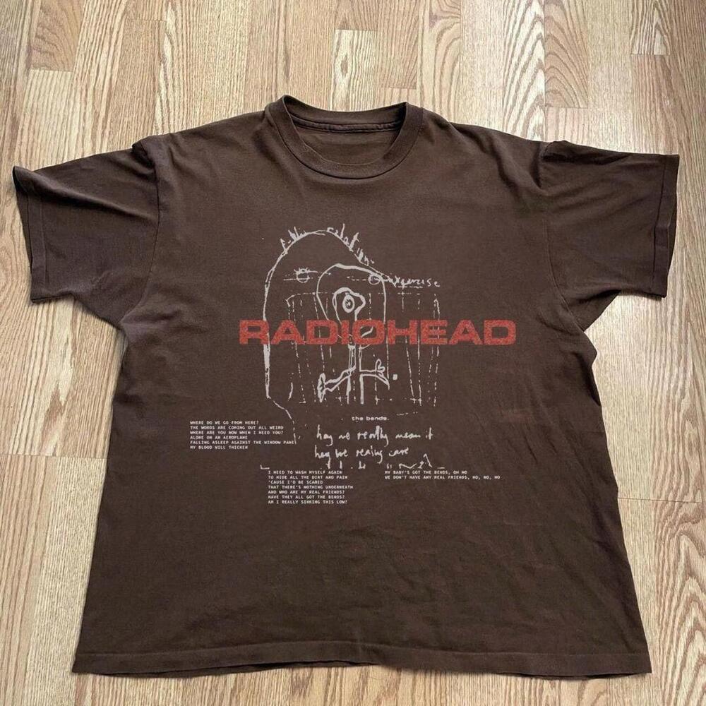 Brown Radiohead T-Shirt With Unique Wear And Fading